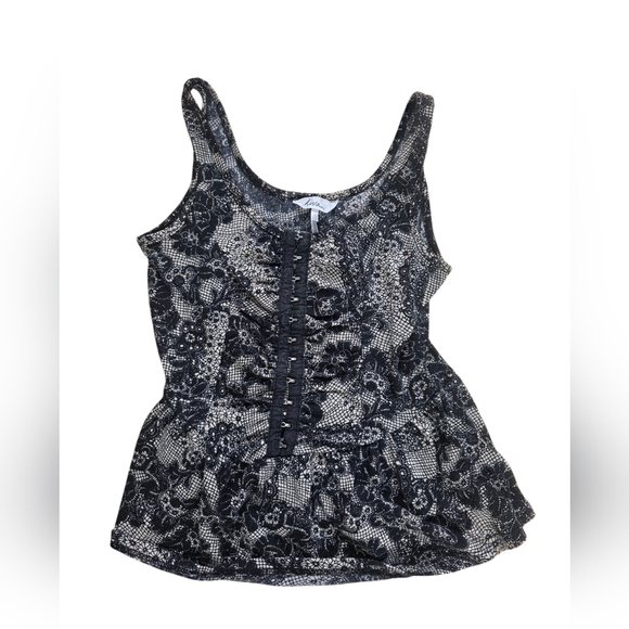 Kirra Tops - Kirra Hook & Eye Close Black Lacy Tank Top Size S